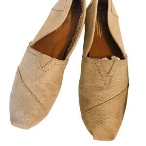 Toms Gold Burlap Slip Ons